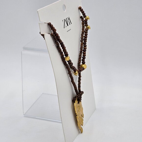 Zara - Wooden & Gold Beaded Necklaces - NWT - Picture 3 of 13